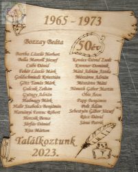 Fa tábla nevekkel osztálytalálkozóra, ballagási ajándéknak